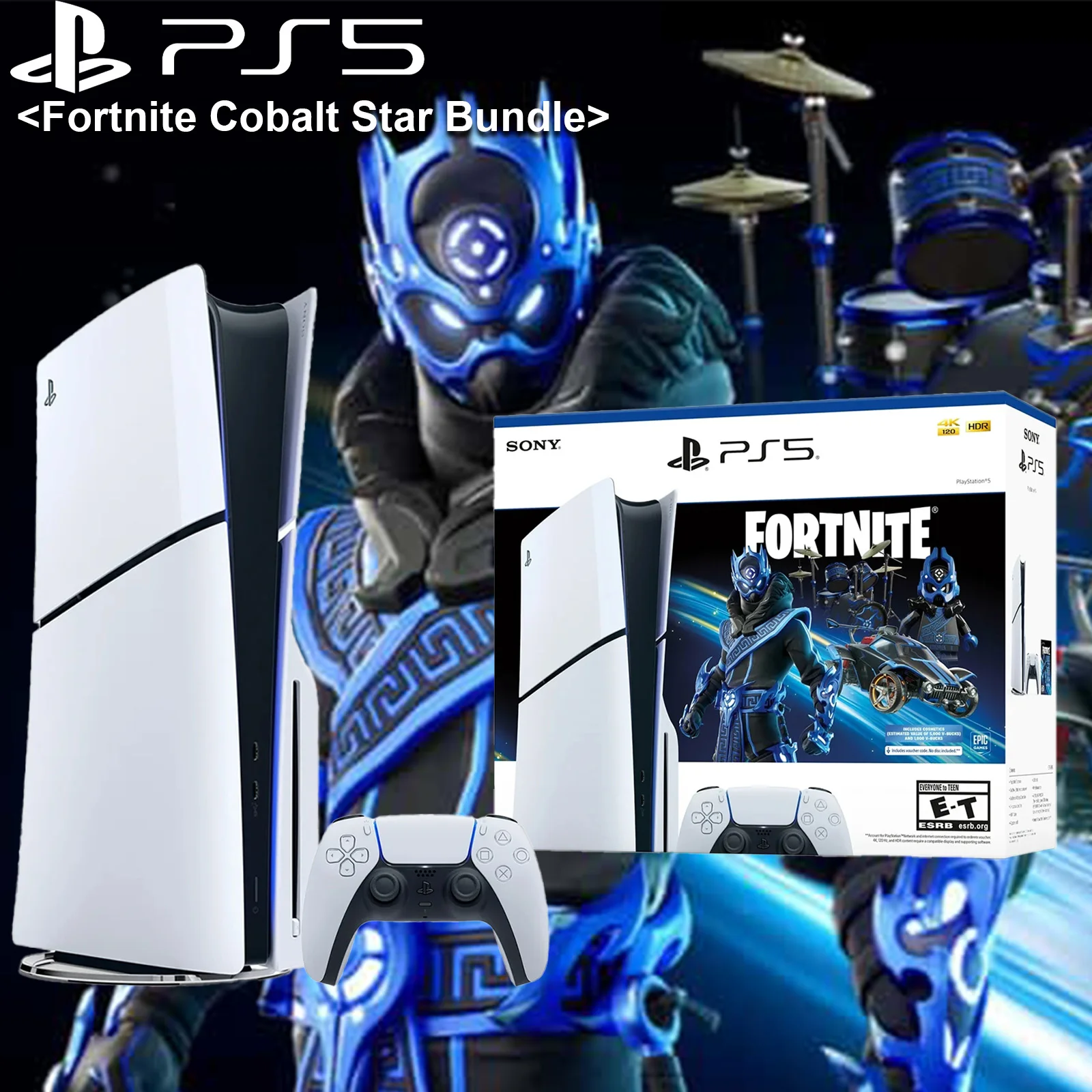PS5 Disc Edition Fortnite Cobalt Star Bundle Console