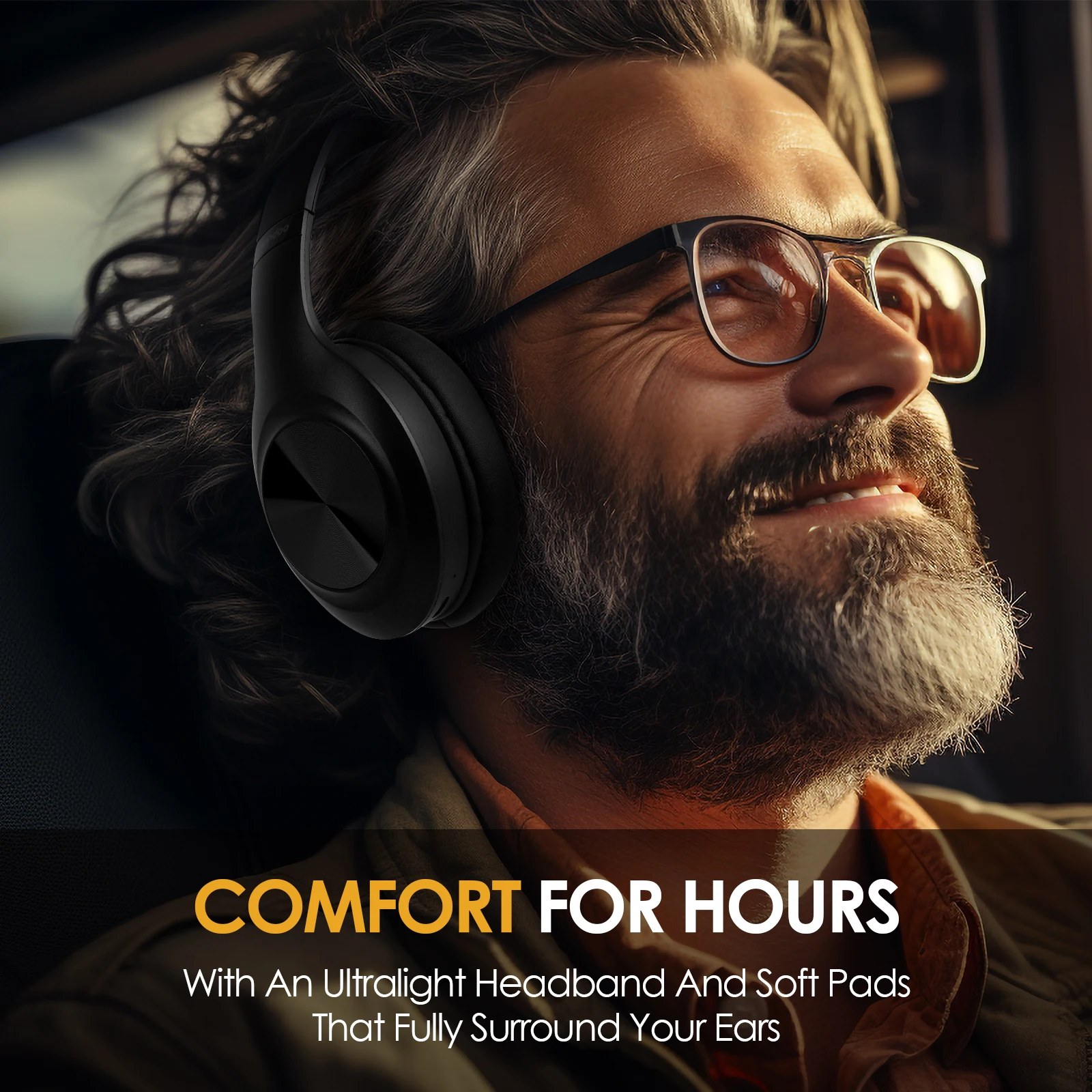 Siindoo JH-923 Wireless Headphones Over Ear,Foldable Bluetooth Headsets,3EQ Sound Modes, Hi-Res Audio with Deep Bass Microphone