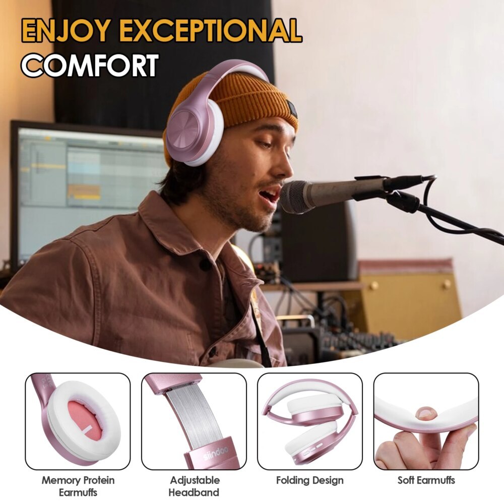 Siindoo JH-923 Wireless Over-Ear Headphones, Hi-Res Bluetooth - Image 4