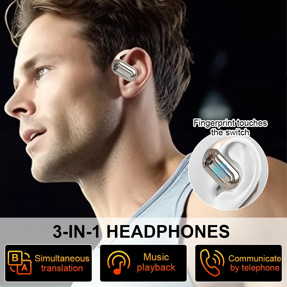 3-in-1 Wireless Bluetooth 5.3 Earbuds Real Time 144 Languages AI Translation Headphones Burn Style HiFI Stereo Earbuds Headphone