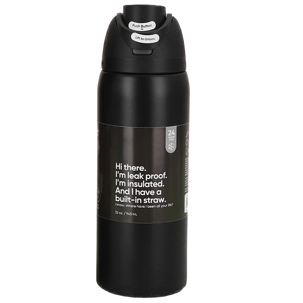 32oz Insulated Water Bottle Double-Layer Straw Water Bottle Stainless Steel Sports Water Bottle for Outdoor Sports