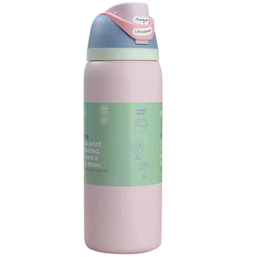32oz Insulated Water Bottle Double-Layer Straw Water Bottle Stainless Steel Sports Water Bottle for Outdoor Sports
