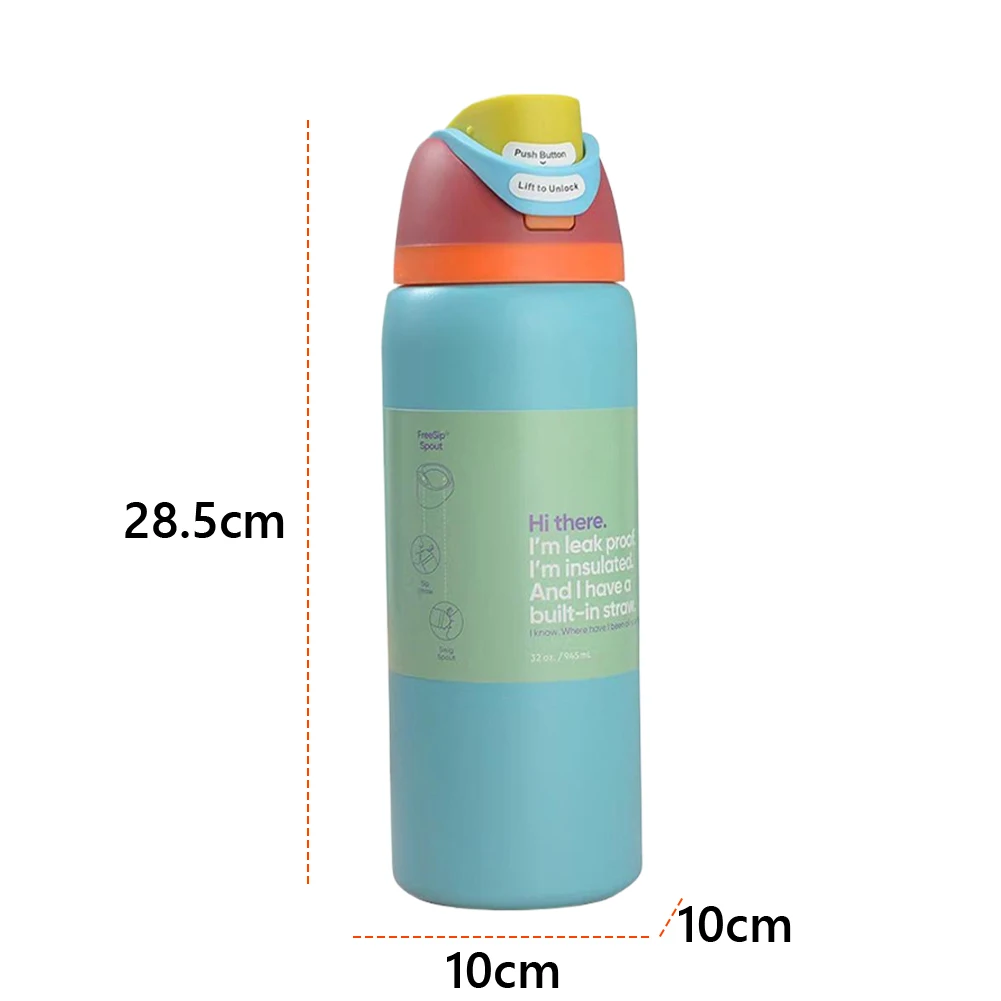 32oz Insulated Water Bottle Double-Layer Straw Water Bottle Stainless Steel Sports Water Bottle for Outdoor Sports