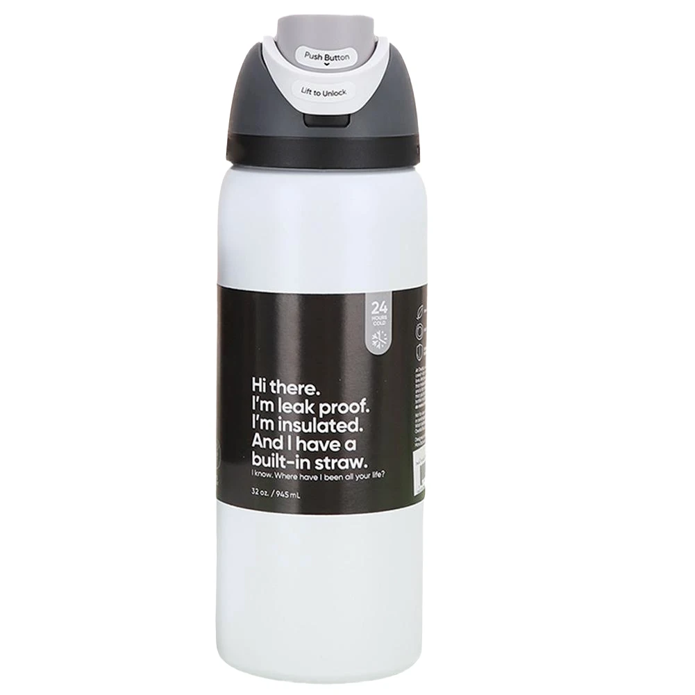 32oz Insulated Water Bottle Double-Layer Straw Water Bottle Stainless Steel Sports Water Bottle for Outdoor Sports