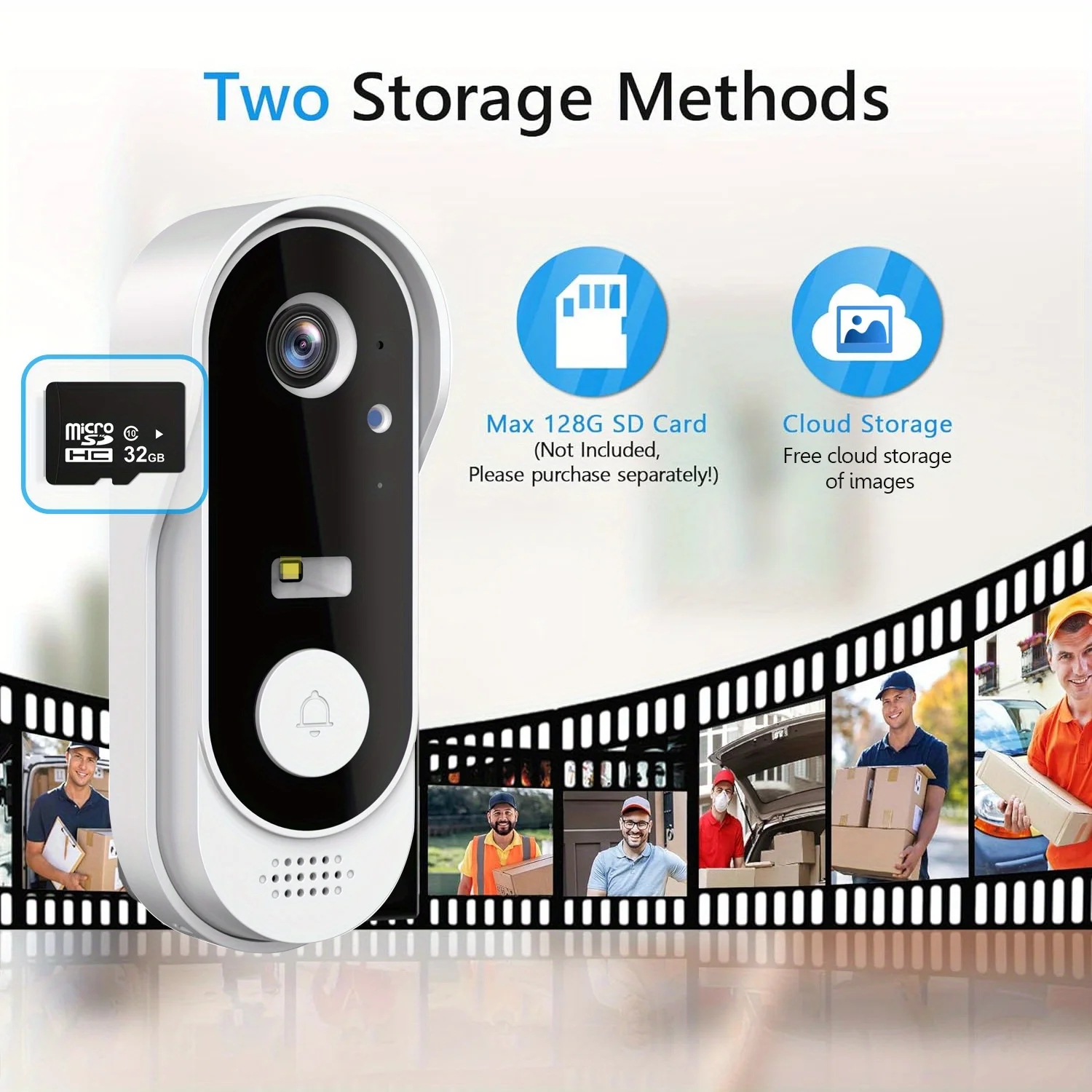 Tuya WiFi Video Doorbell Two-way Audio,Outdoor HD1080P,SD/ Cloud Storage,Motion Detection,Easy To Install Real-time Notification