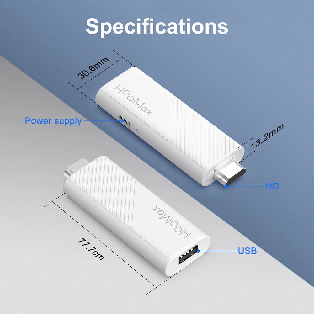 H96 Max Android TV Stick Android 14 Smart TV Box 2.4G 5G Wifi6 BT 4K Media Player 2GB 8GB/2GB 16GB Android TV Stick Quad Core