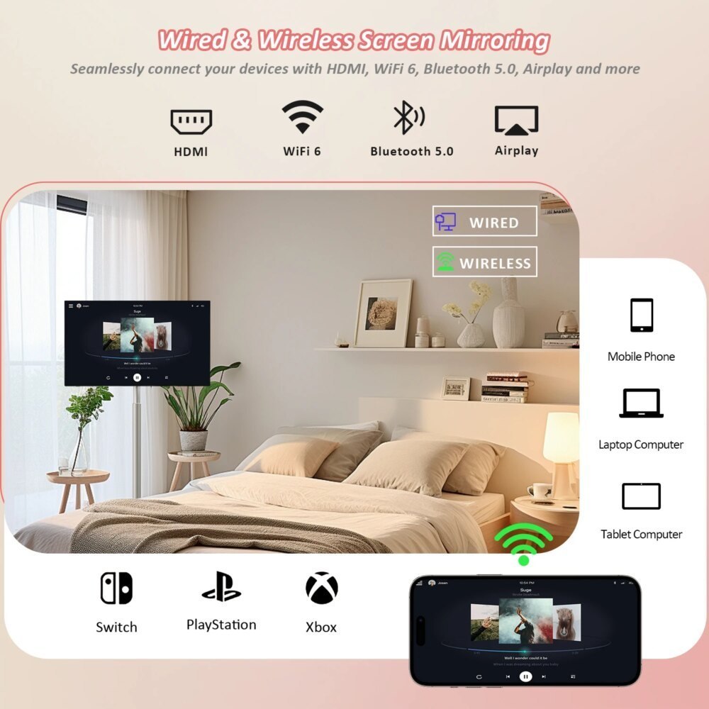 WUAWE 27" 4K Smart Wireless Touchscreen Portable TV - Image 2