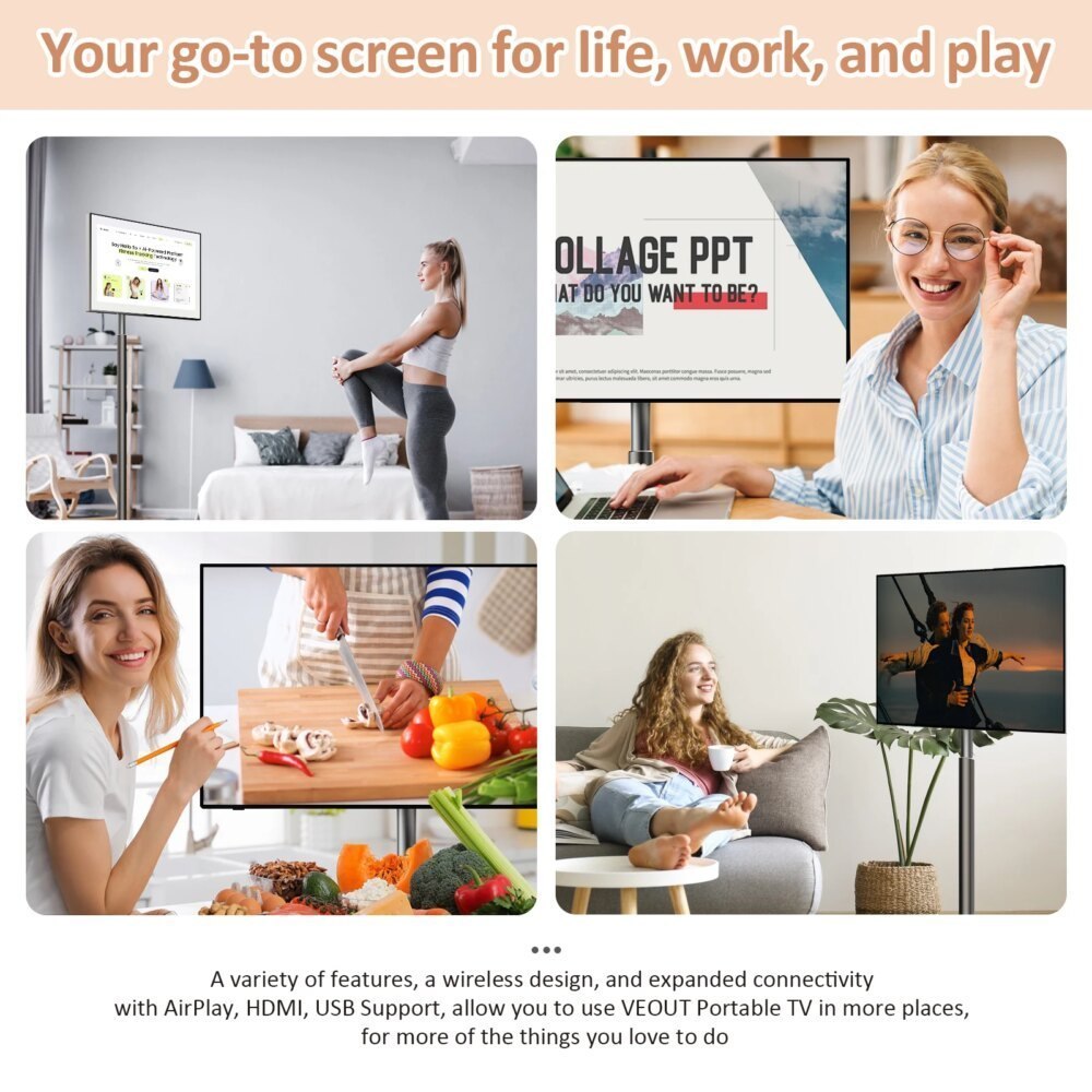 WUAWE 27" 4K Smart Wireless Touchscreen Portable TV - Image 4