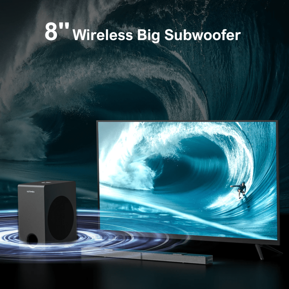 ULTIMEA 5.1.2 Dolby Atmos Sound Bar 8" Subwoofer 520W HDMI - Image 4