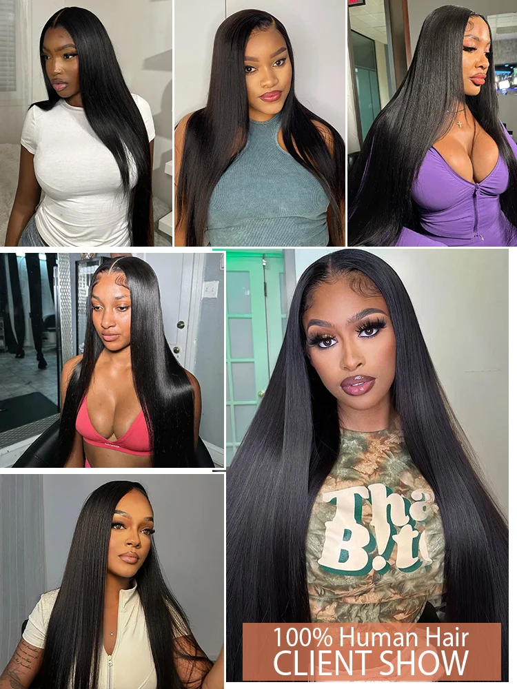 250 300 Density 40 42 Inch Straight 13x6 HD Lace Frontal Human Hair Wigs Brazilian Transparent 13x4 Lace Front Wig For Women