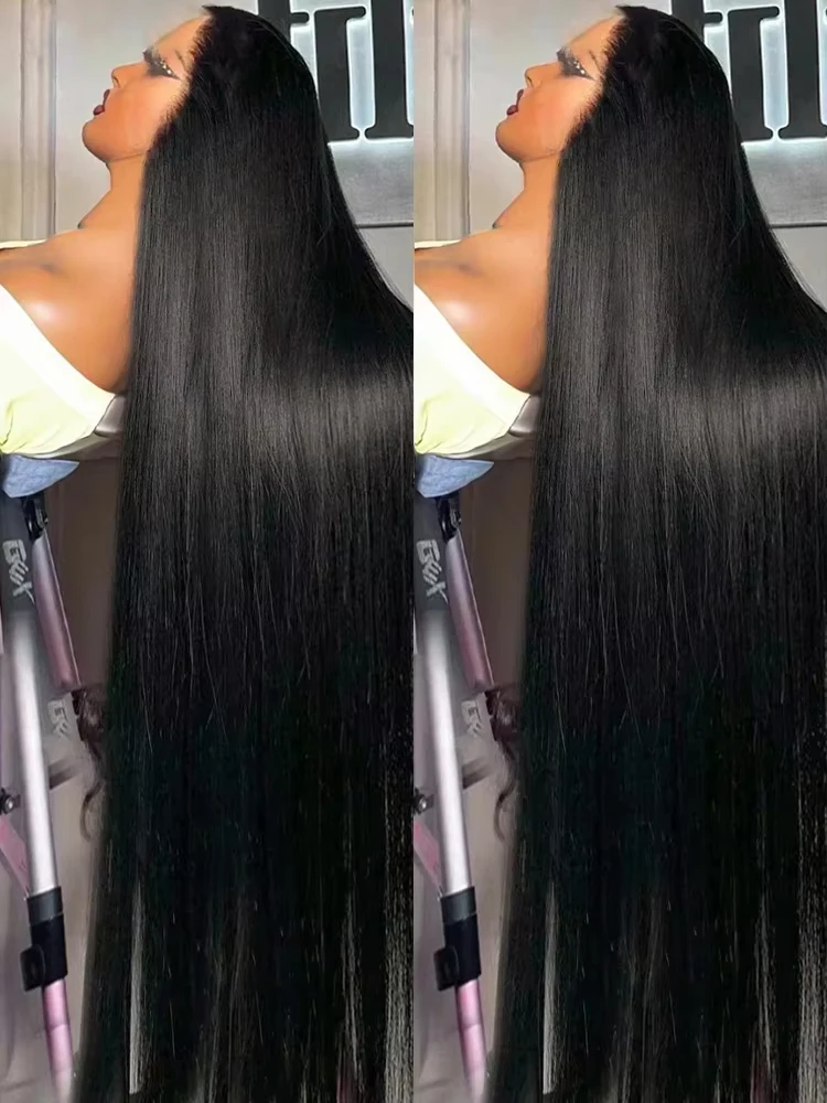 250 300 Density 40 42 Inch Straight 13x6 HD Lace Frontal Human Hair Wigs Brazilian Transparent 13x4 Lace Front Wig For Women