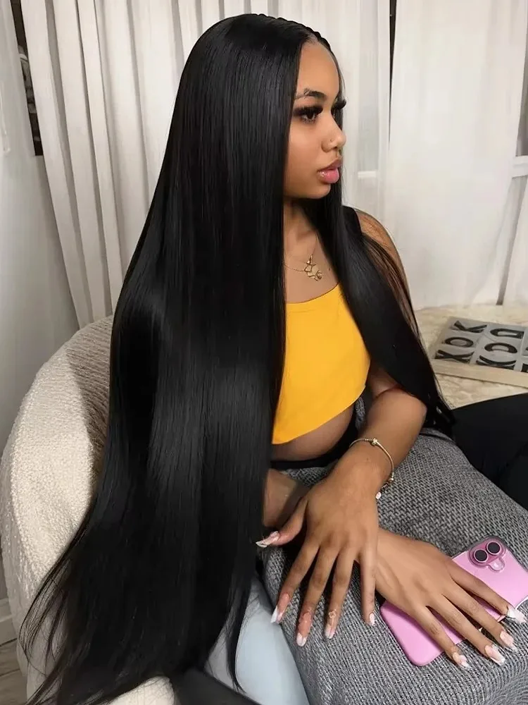 250 300 Density 40 42 Inch Straight 13x6 HD Lace Frontal Human Hair Wigs Brazilian Transparent 13x4 Lace Front Wig For Women