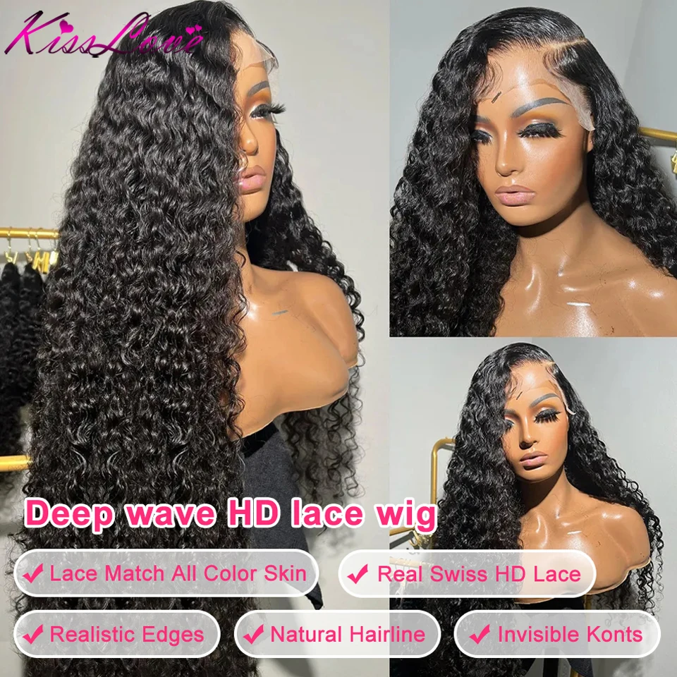 Deep Wave Wigs 13x6/13x4 HD Transparent Lace Front Human Hair Wigs 360 Lace Frontal Wig Human Hair Cury 5x5 HD Lace Closure Wigs