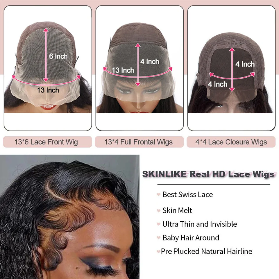 Deep Wave Wigs 13x6/13x4 HD Transparent Lace Front Human Hair Wigs 360 Lace Frontal Wig Human Hair Cury 5x5 HD Lace Closure Wigs