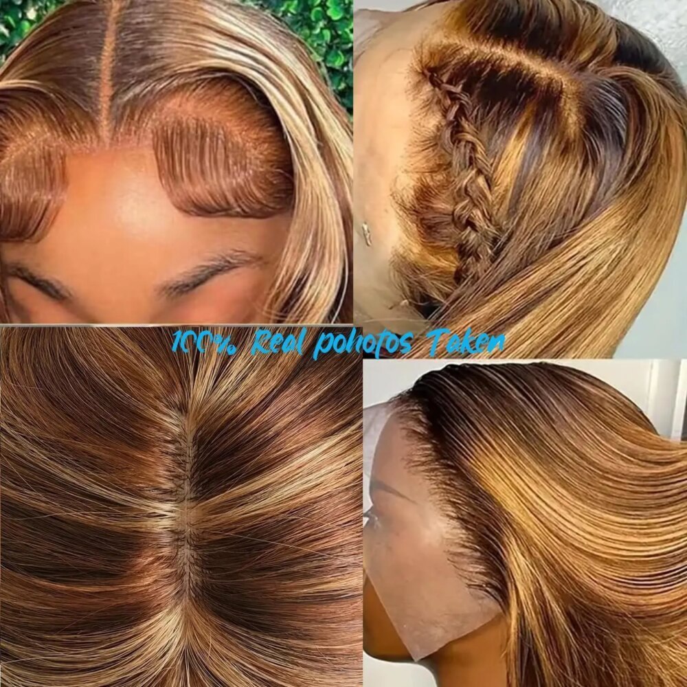 30 Inch Ombre Highlight 13x6 Lace Frontal Wig Pre-Plucked Hair - Image 4