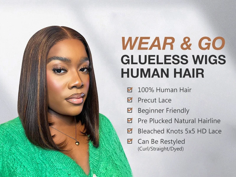 1b/30 Straight Short Bob Wear And Go Glueless Wigs Human Hair Pre Plucked Pre Cut 5x5 Hd Lace Closure Wigs With Natural Hairlin