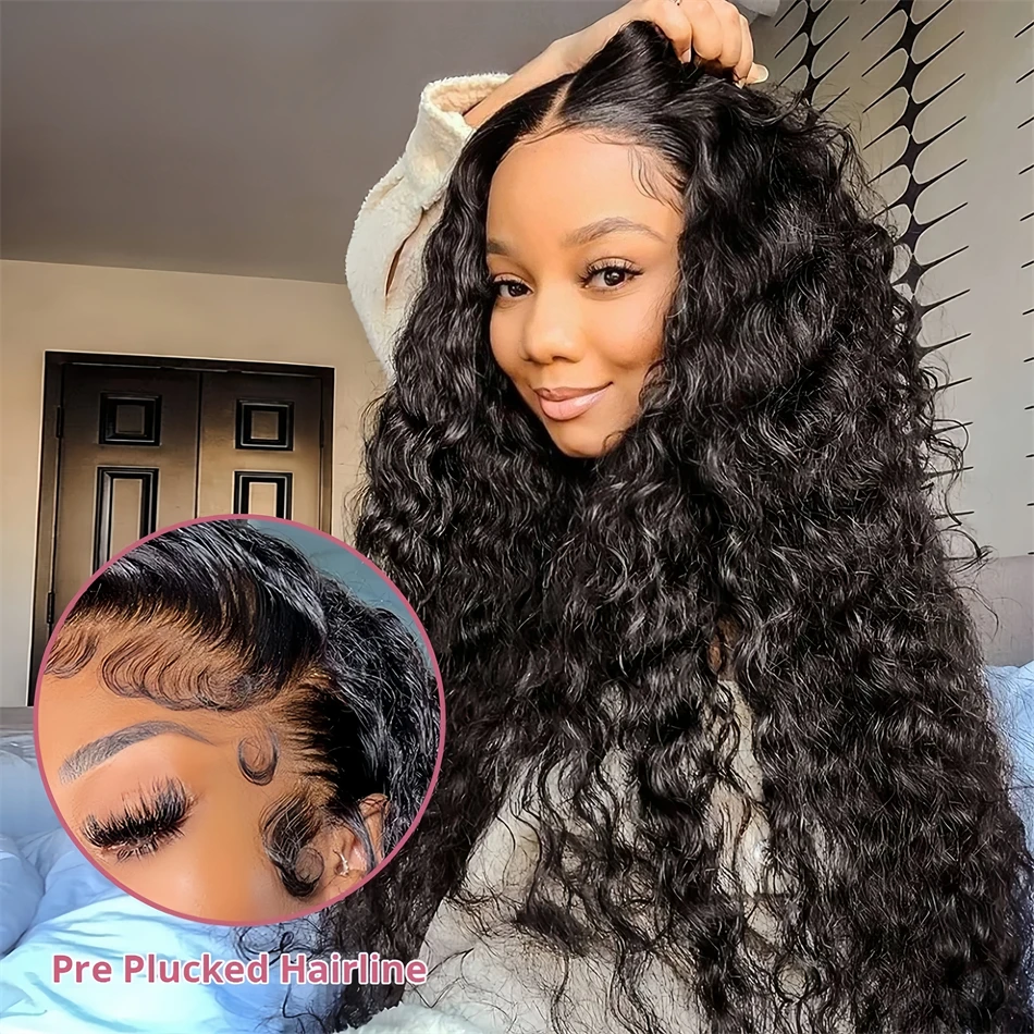5x5 Hd Lace Frontal Curly Glueless Wigs Human Hair Ready to Wear Brazilian 30 32 Inch 4x4 Hd Lace Front Deep Wave Wig for Women