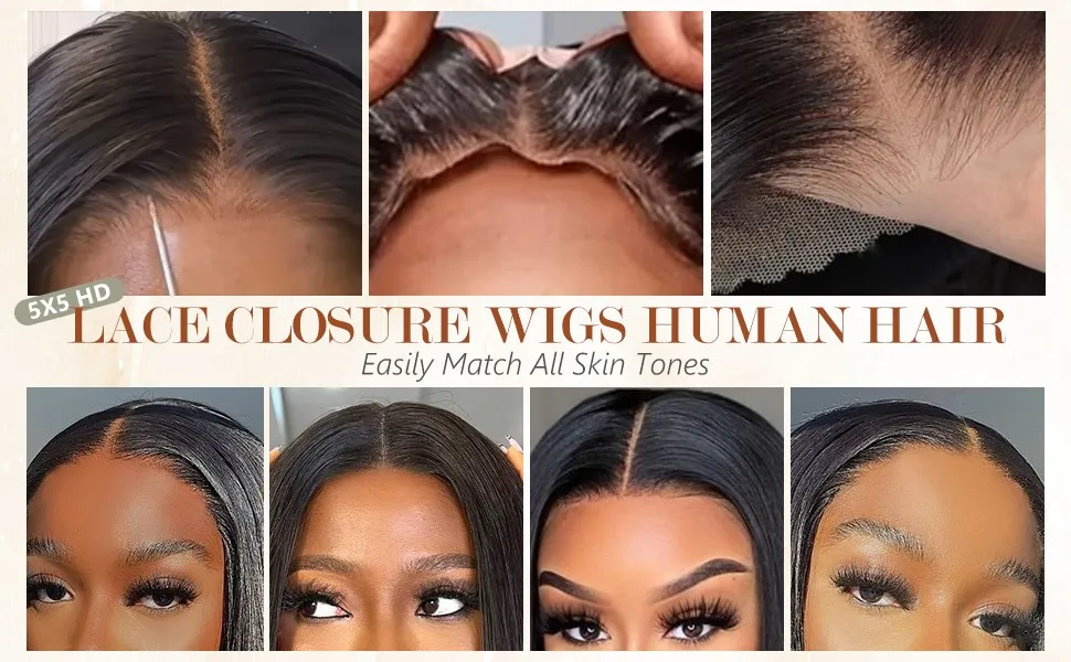 Wear and Go Glueless Bob Wigs Human Hair Pre Plucked Pre Cut P1b/27 10 IN 5x5 HD Lace Closure Wig Highlight 100% Human Hair Wigs