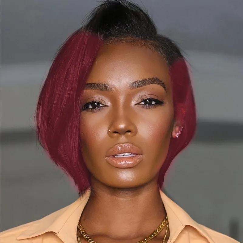Mother's day gift 13x4 frontal lace pixie cut human hair wig 8inch brown black color 150% density daily darty cospaly use wig