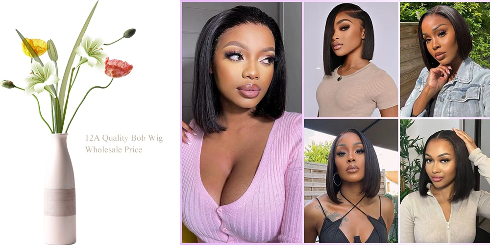 250% Density Lace Front Straight Bob Wig 13X4 Full Lace Wig Glueless Bob Wig Human Hair Wigs For Women 4X4 Lace Closure Bob Wig
