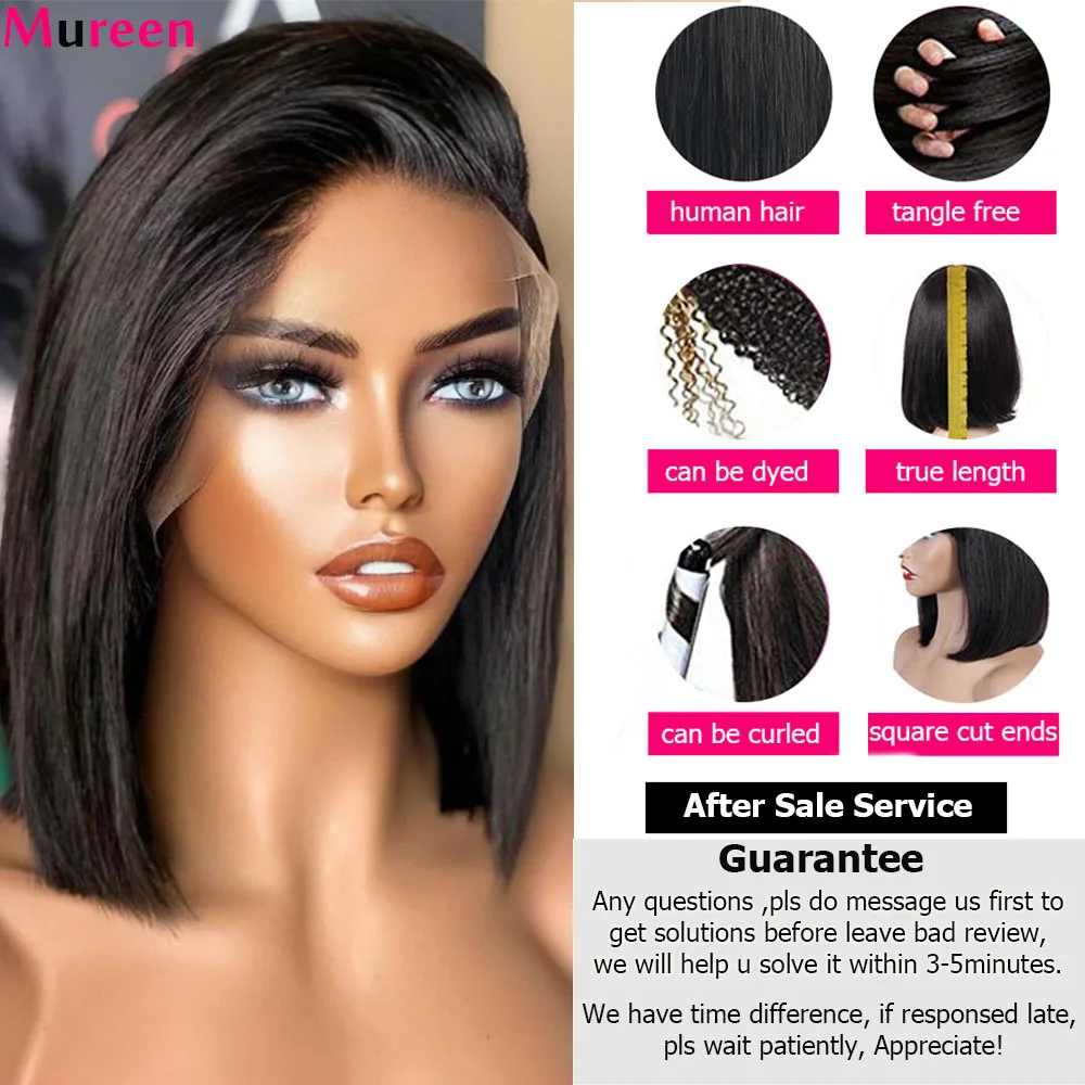 250% Density Lace Front Straight Bob Wig 13X4 Full Lace Wig Glueless Bob Wig Human Hair Wigs For Women 4X4 Lace Closure Bob Wig