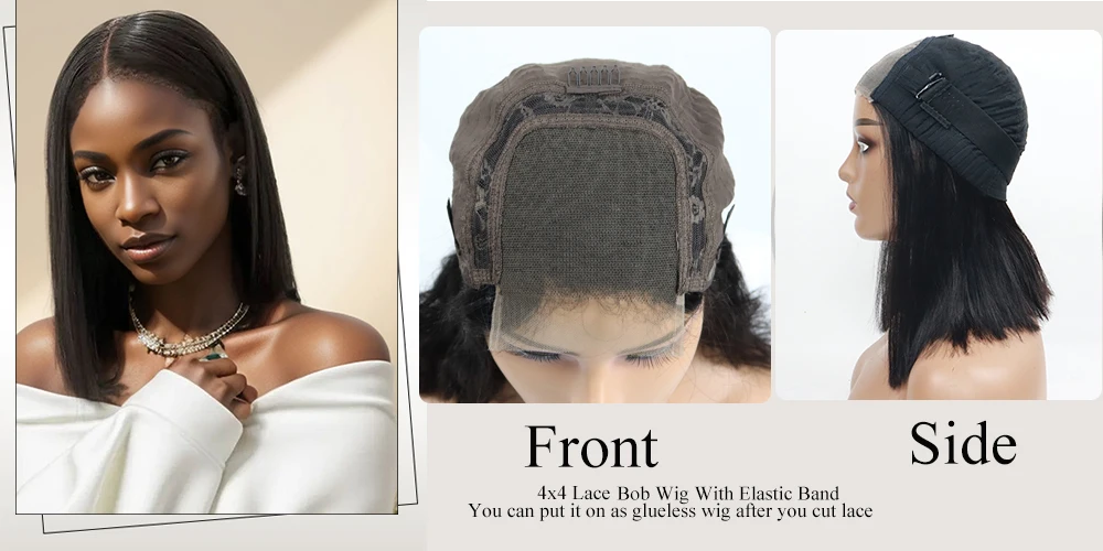 250% Density Lace Front Straight Bob Wig 13X4 Full Lace Wig Glueless Bob Wig Human Hair Wigs For Women 4X4 Lace Closure Bob Wig