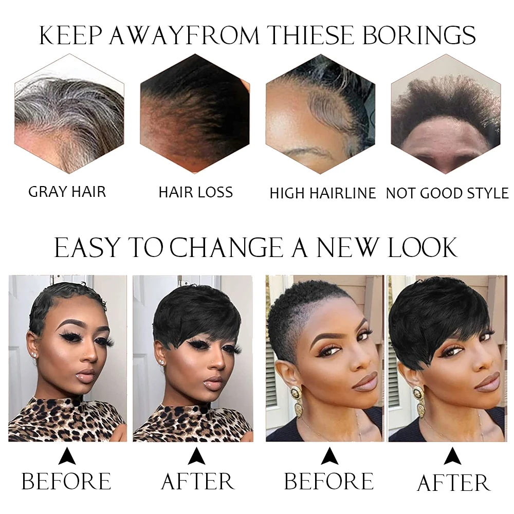Short Human Hair Wigs for Black Women Pixie Cut Wig Human Hair Wig Glueless Wigs for Women Short Pixie Straight Human Hair Wigs