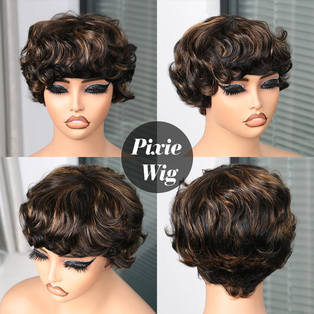 Short Human Hair Wigs for Black Women Pixie Cut Wig Human Hair Wig Glueless Wigs for Women Short Pixie Straight Human Hair Wigs