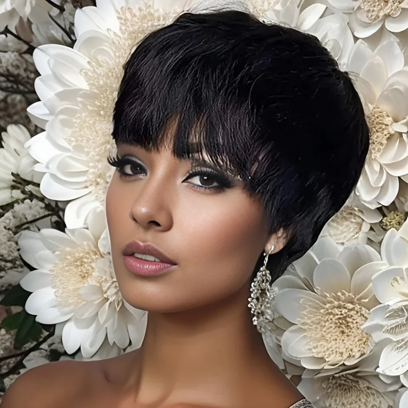 Pixie Cut Wigs for Black Women Short Pixie Cut Human Hair Wigs Short Layered Wigs Full Machine Made Wig