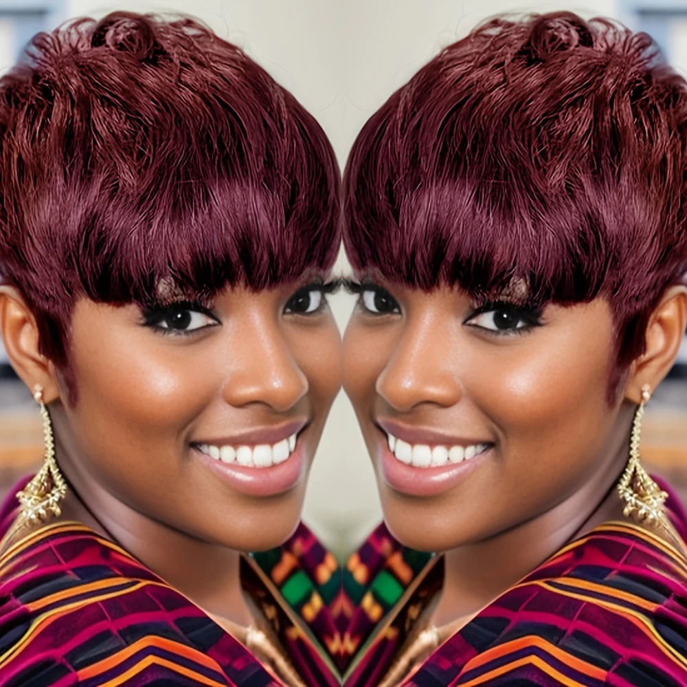 Pixie Cut Human Hair Wig for Black Women Short Layered Style