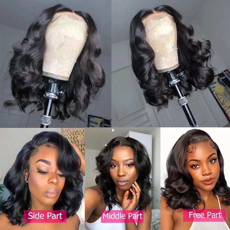 250 Density Bob Glueless Human Hair 4X4 & 13x4 Lace Wig - Image 3