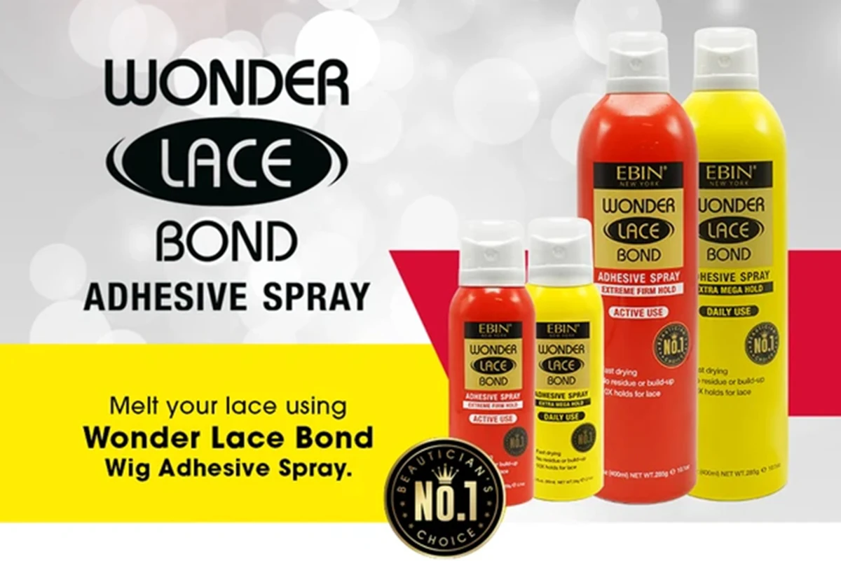 Ebin New York Wonder Lace Bond Adhesive Melting Spray Extra Mega Hold Daily Use - Long lasting Hold, Ideal for Lace Wigs