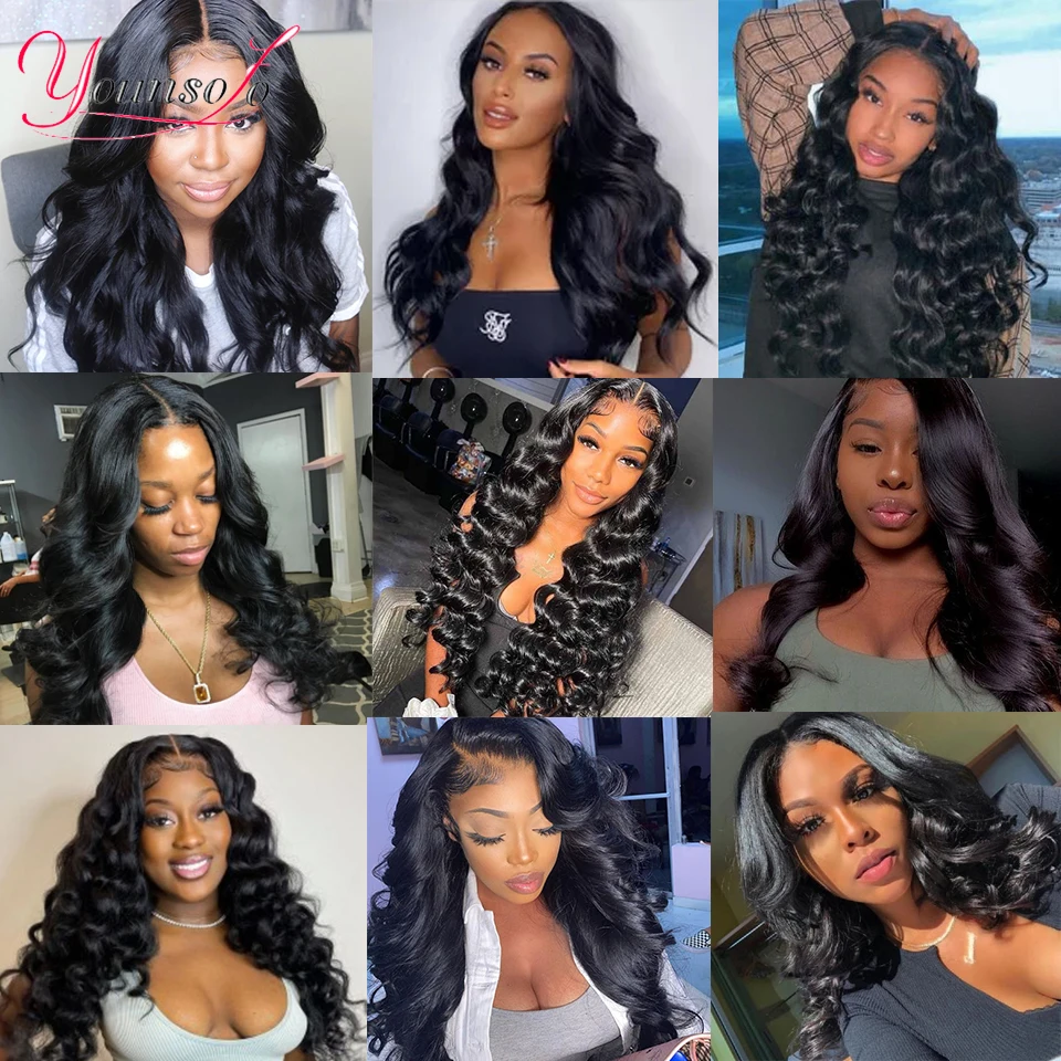 Younsolo Loose Wave Bundles Brazilian Human Hair Loose Weave Bundles 1/3/4/Pcs Lot Natural Black Human Hair Extensions For Woman
