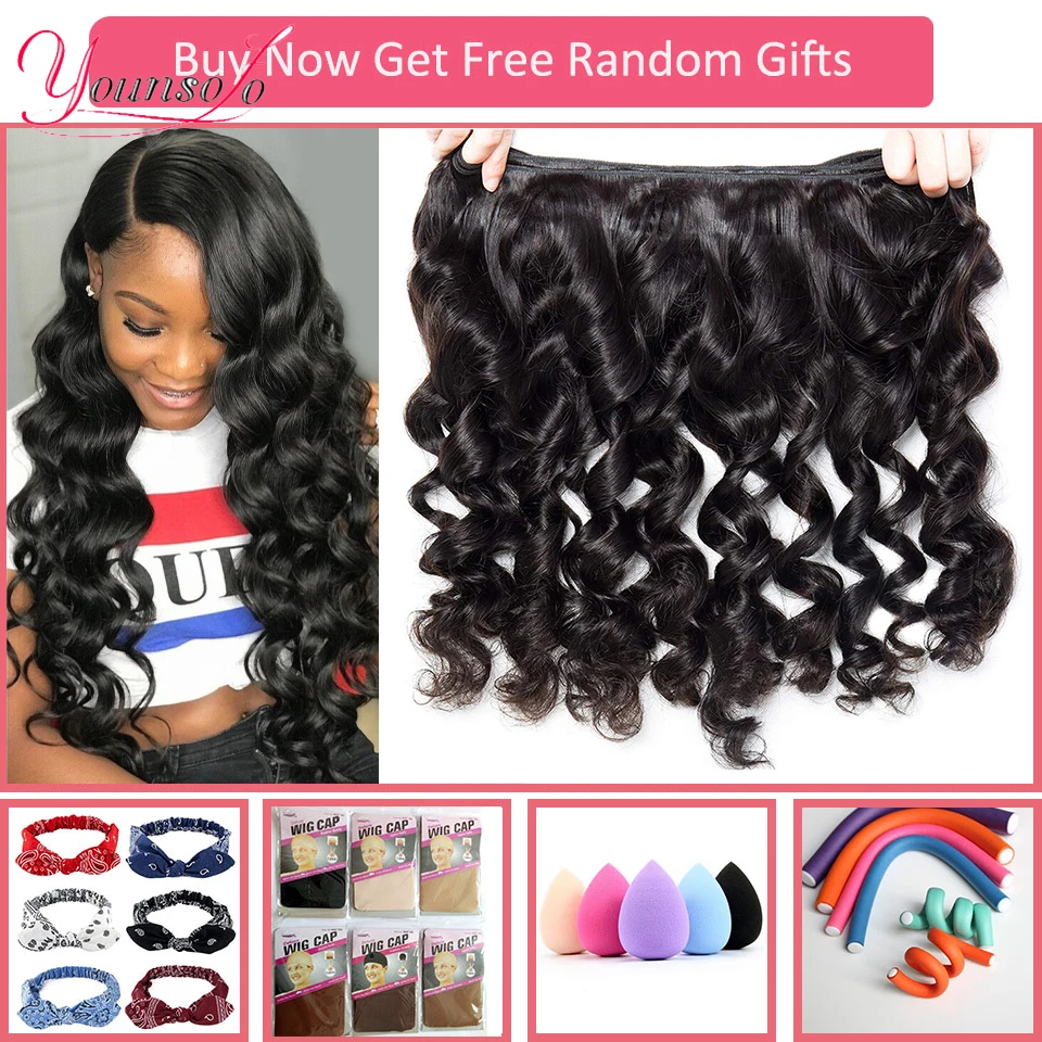 Younsolo Brazilian Loose Wave Hair Bundles Natural Black - Image 6