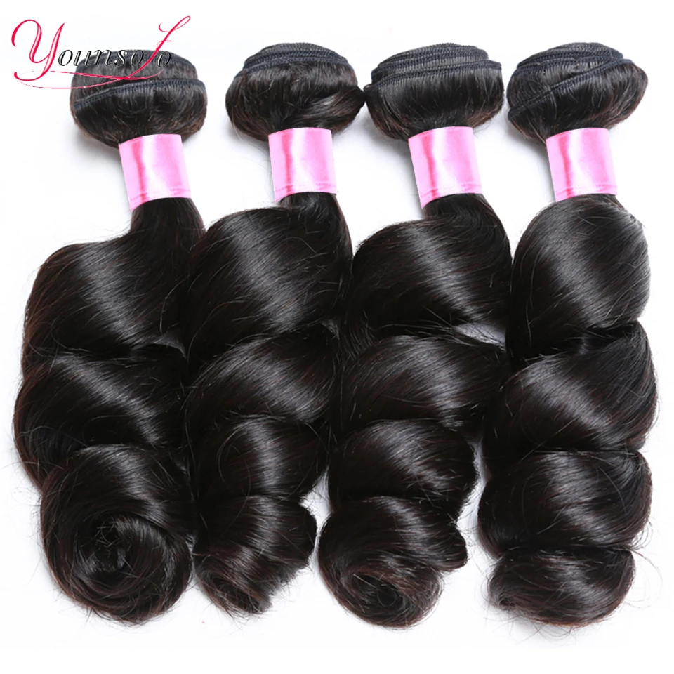 Younsolo Brazilian Loose Wave Hair Bundles Natural Black - Image 3