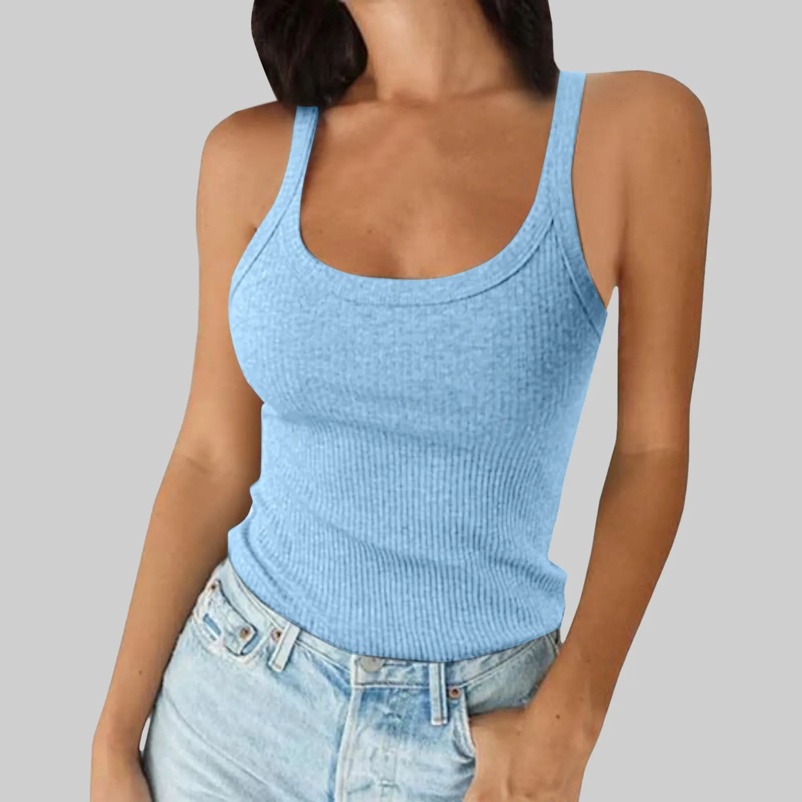 O Neck Summer Knit Vest Sleeveless Women Sexy Basic T Shirt Off Shoulder Ribbed Tank Tops Casual 2025 New Outfits Tight Tops