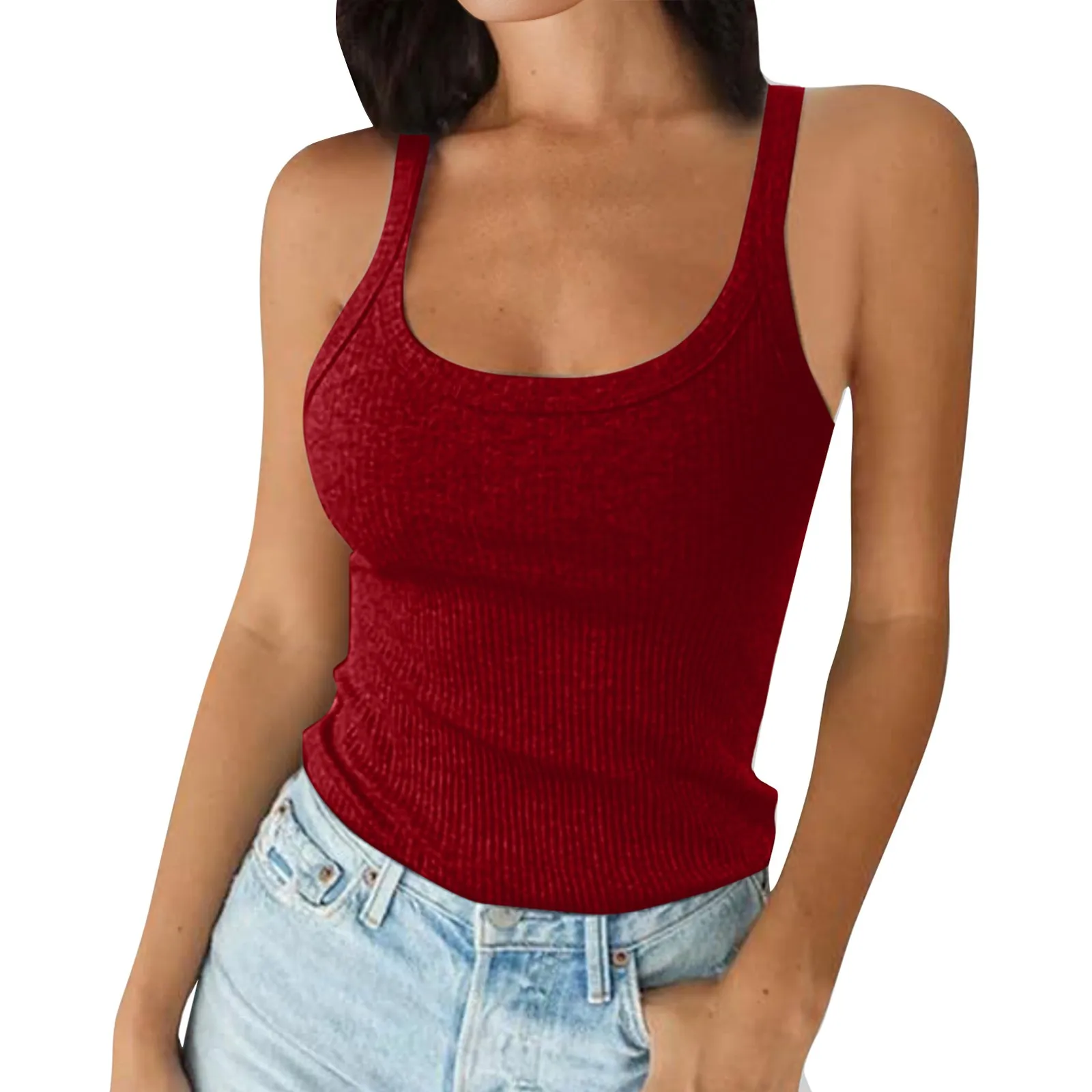 O Neck Summer Knit Vest Sleeveless Women Sexy Basic T Shirt Off Shoulder Ribbed Tank Tops Casual 2025 New Outfits Tight Tops
