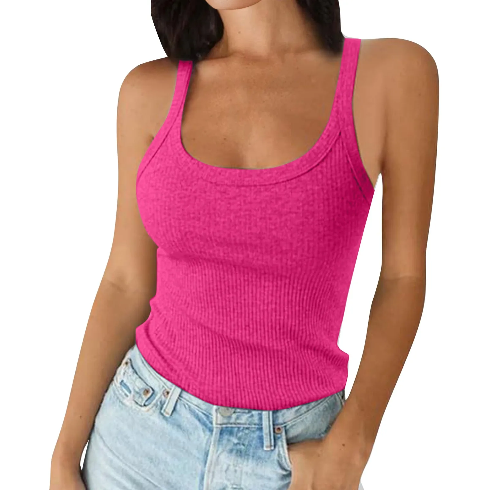 O Neck Summer Knit Vest Sleeveless Women Sexy Basic T Shirt Off Shoulder Ribbed Tank Tops Casual 2025 New Outfits Tight Tops