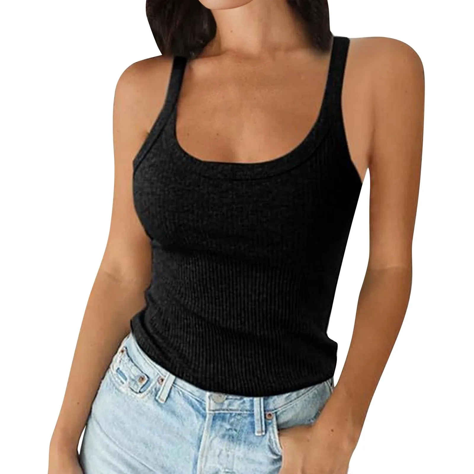 O Neck Summer Knit Vest Sleeveless Women Sexy Basic T Shirt Off Shoulder Ribbed Tank Tops Casual 2025 New Outfits Tight Tops