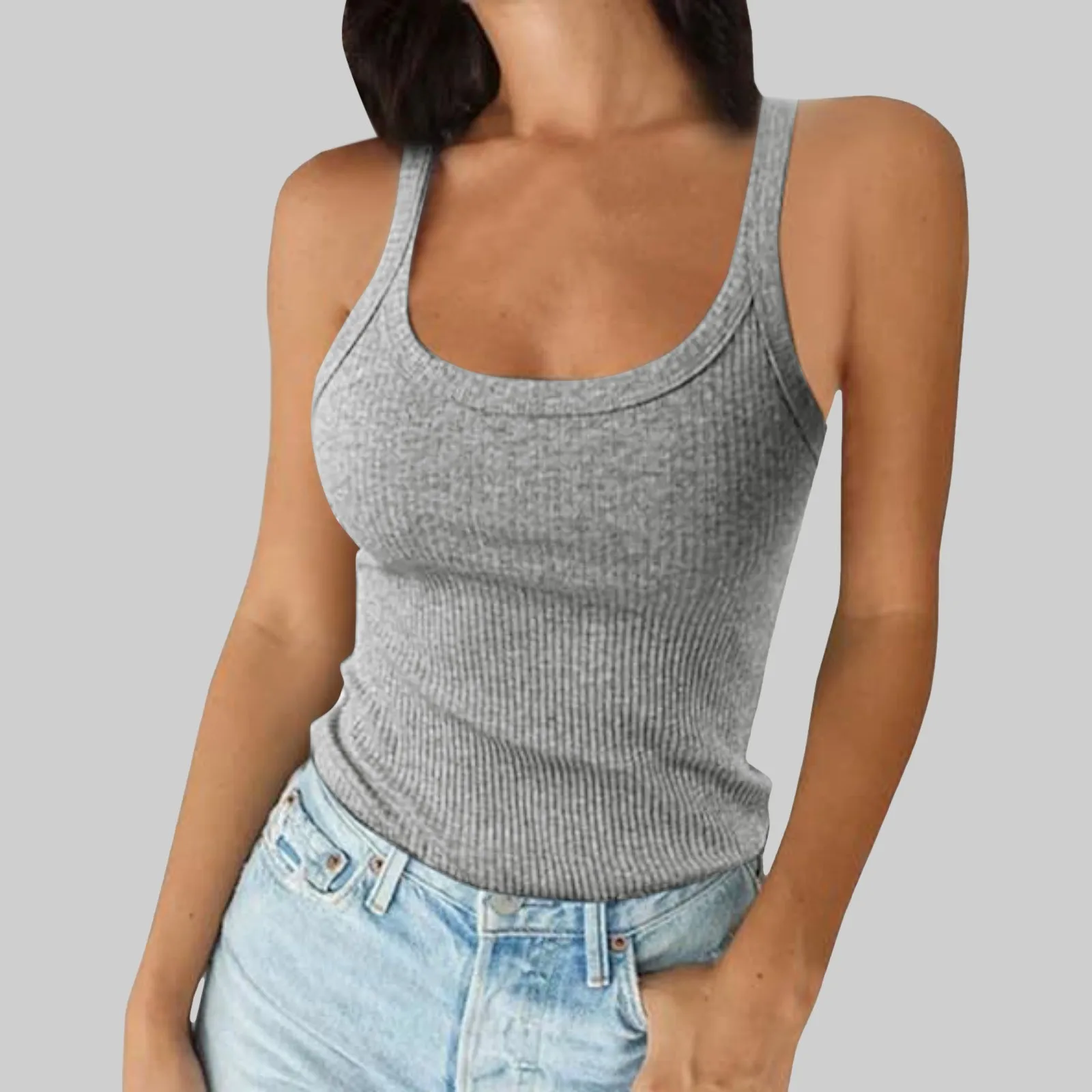 O Neck Summer Knit Vest Sleeveless Women Sexy Basic T Shirt Off Shoulder Ribbed Tank Tops Casual 2025 New Outfits Tight Tops