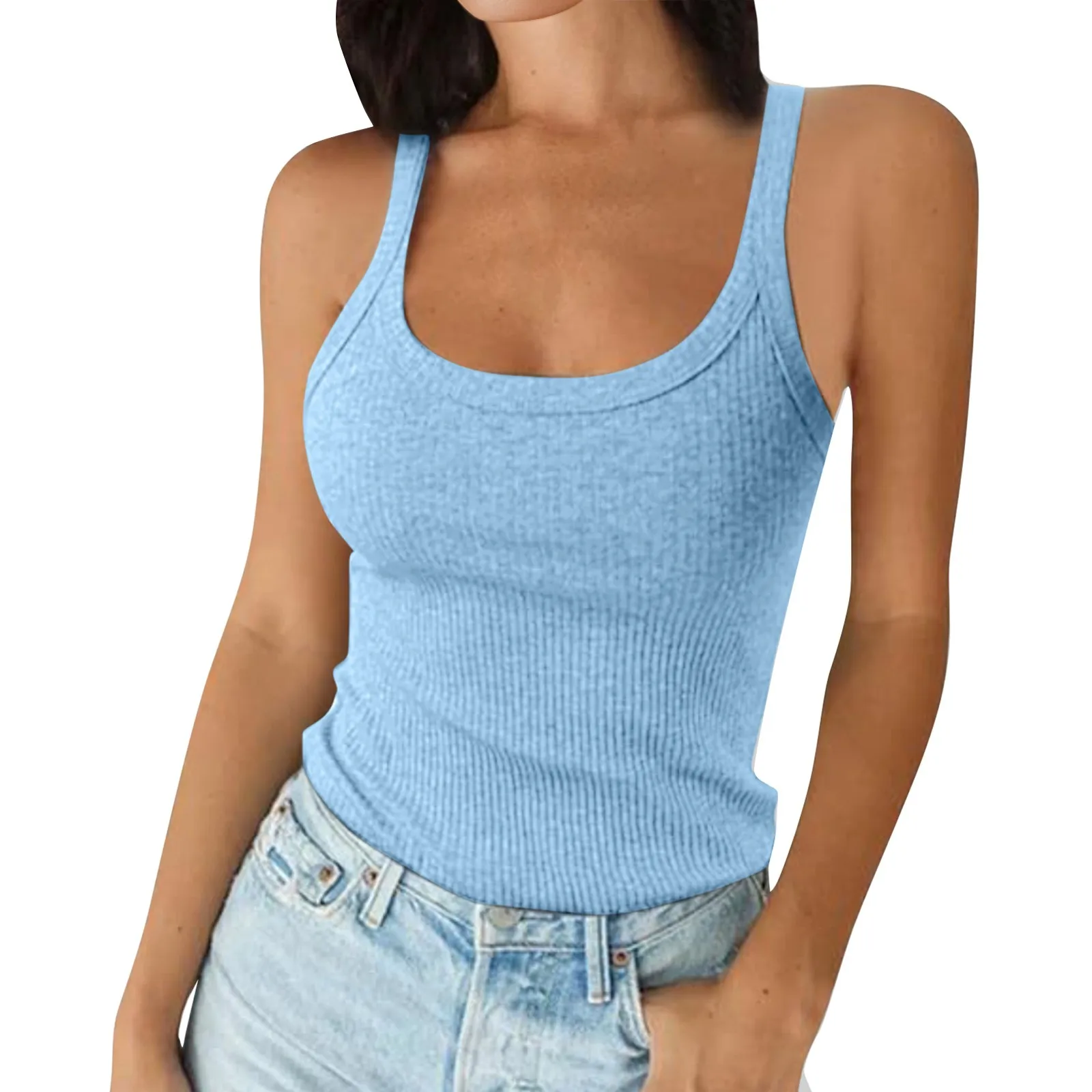 O Neck Summer Knit Vest Sleeveless Women Sexy Basic T Shirt Off Shoulder Ribbed Tank Tops Casual 2025 New Outfits Tight Tops