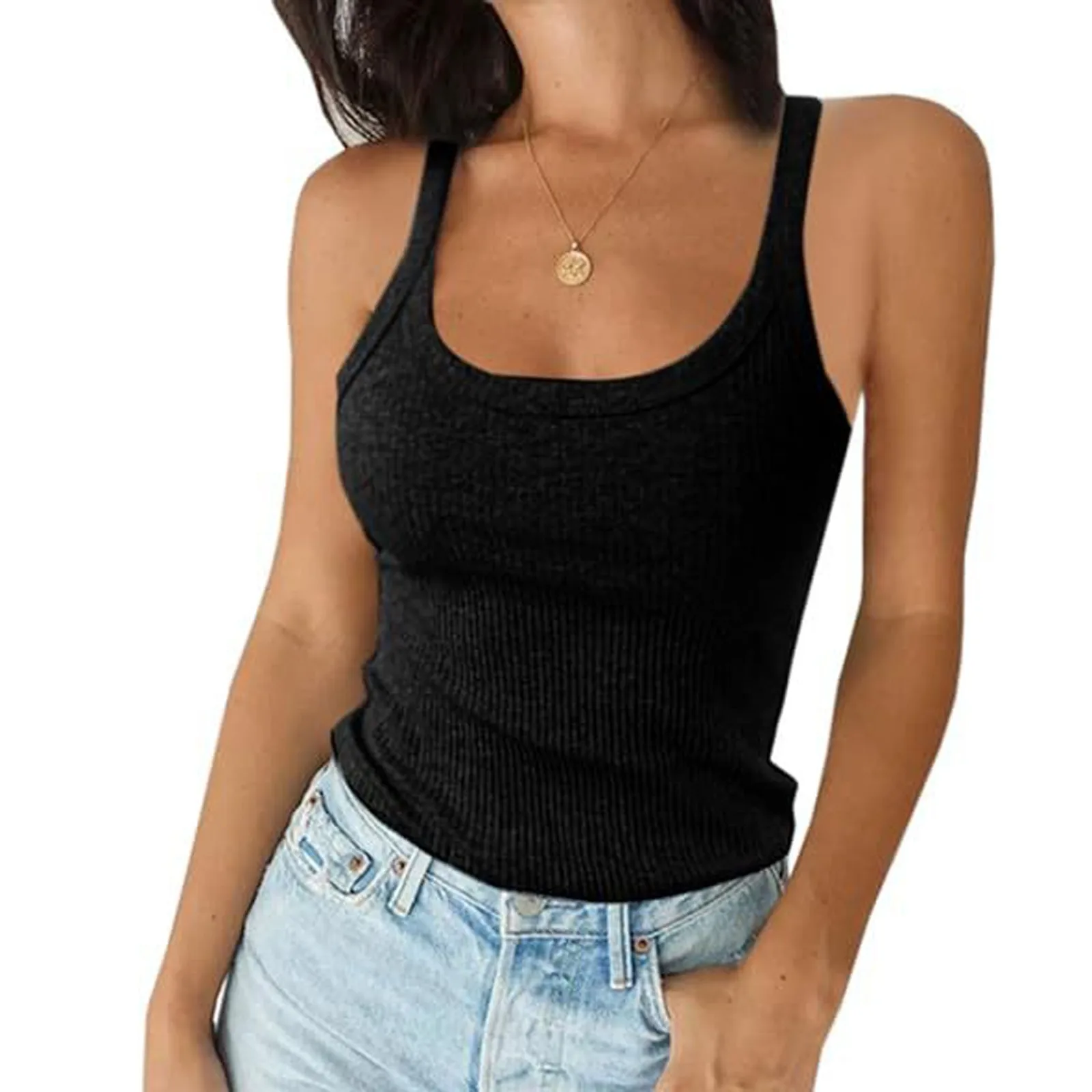 O Neck Summer Knit Vest Sleeveless Women Sexy Basic T Shirt Off Shoulder Ribbed Tank Tops Casual 2025 New Outfits Tight Tops