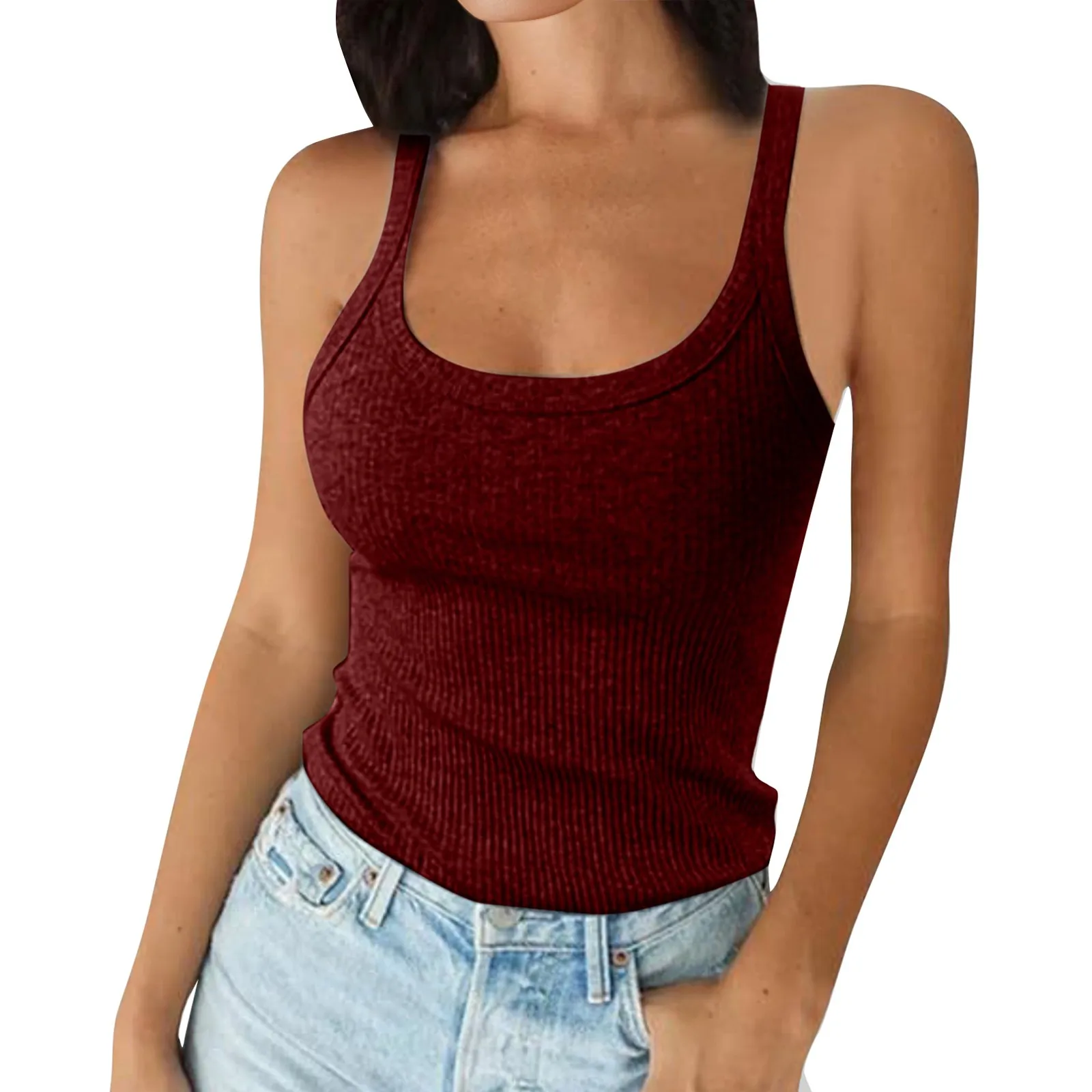 O Neck Summer Knit Vest Sleeveless Women Sexy Basic T Shirt Off Shoulder Ribbed Tank Tops Casual 2025 New Outfits Tight Tops
