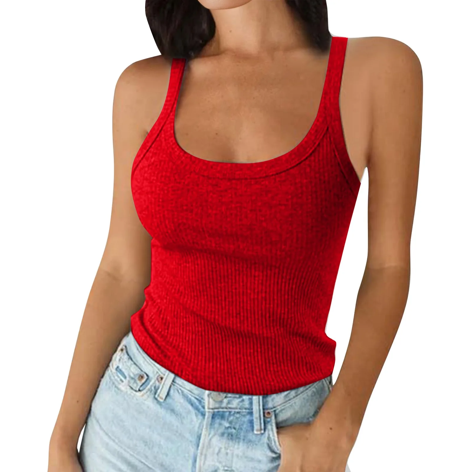 O Neck Summer Knit Vest Sleeveless Women Sexy Basic T Shirt Off Shoulder Ribbed Tank Tops Casual 2025 New Outfits Tight Tops