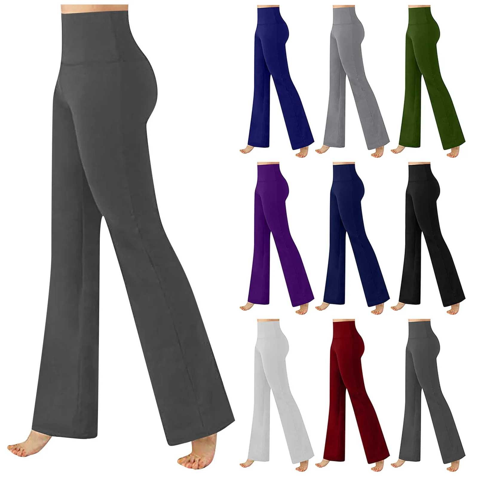 Pantalones Women'S Trousers Loose Fitting Sexy Wide Leg Casual Pants Stretchy Solid Color Sports Yoga Breathable Pants 2024