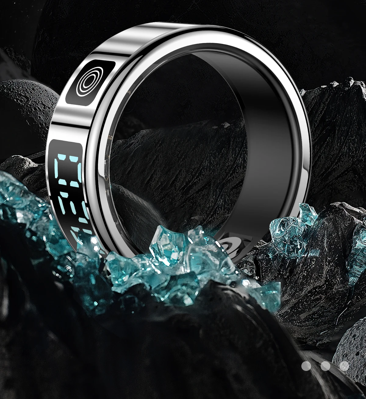 SR08 Stainless Steel Smart Ring with Digital Display, Black, Golden or Silvery