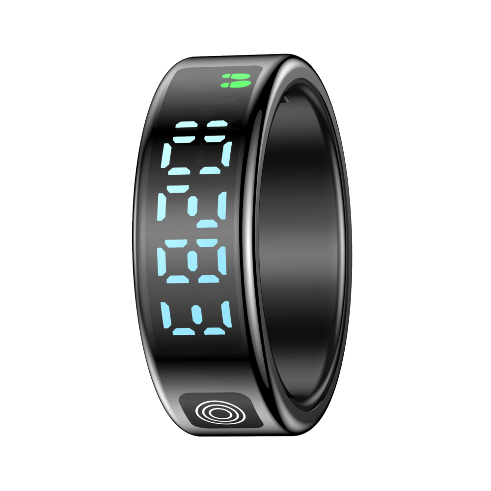 SR08 Stainless Steel Smart Ring with Digital Display – Black, Gold, Silver