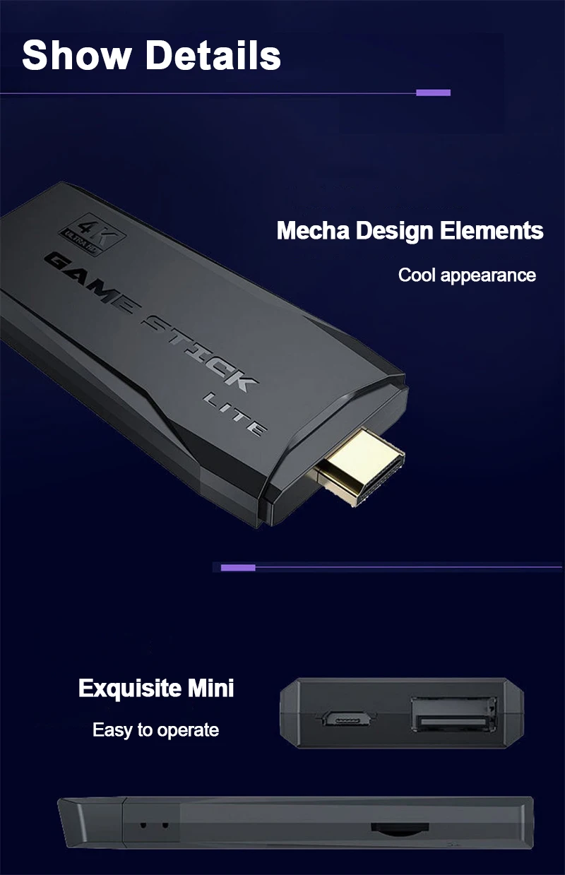 Video Game Console TV HD Game Stick 4K 128 GB 20000 Retro Games For PS1/GBA/Dendy/MAME/SEGA Everdrive Save/Search/Adding