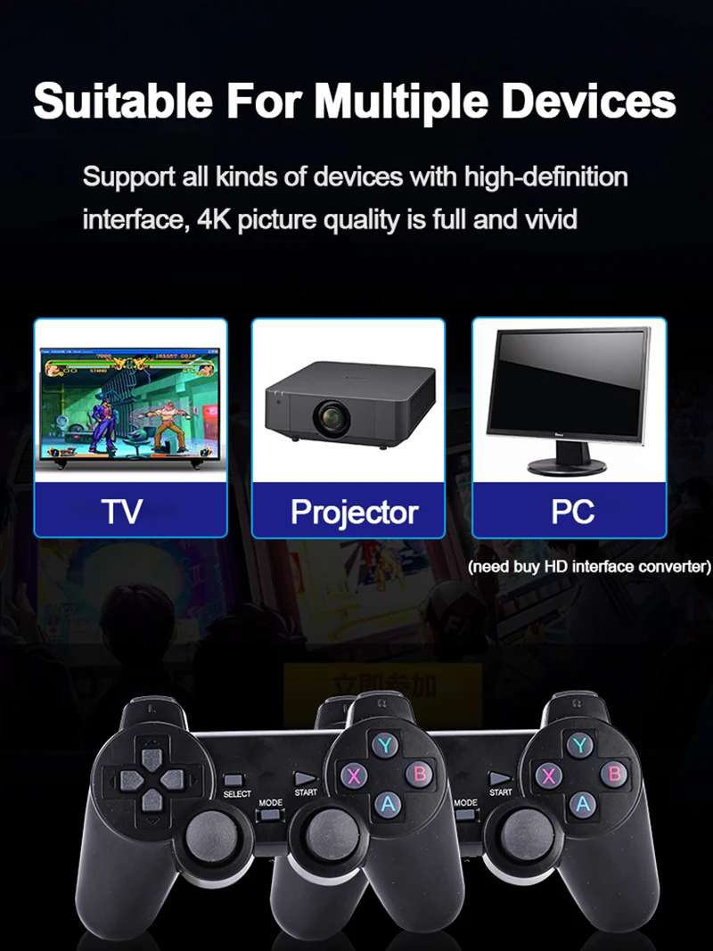 Video Game Console TV HD Game Stick 4K 128 GB 20000 Retro Games For PS1/GBA/Dendy/MAME/SEGA Everdrive Save/Search/Adding