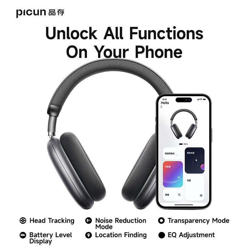 Picun F8 Pro ANC Wireless Headphones—3D Audio, HIFI Power - Image 2